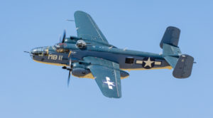 B-25 PBJ-1 Bomber circling over head