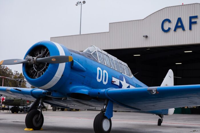 SNJ-4 Texan parked on the ramp.