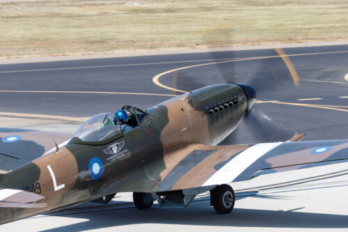 Supermarine MK.XIV Spitfire taxiing on runway