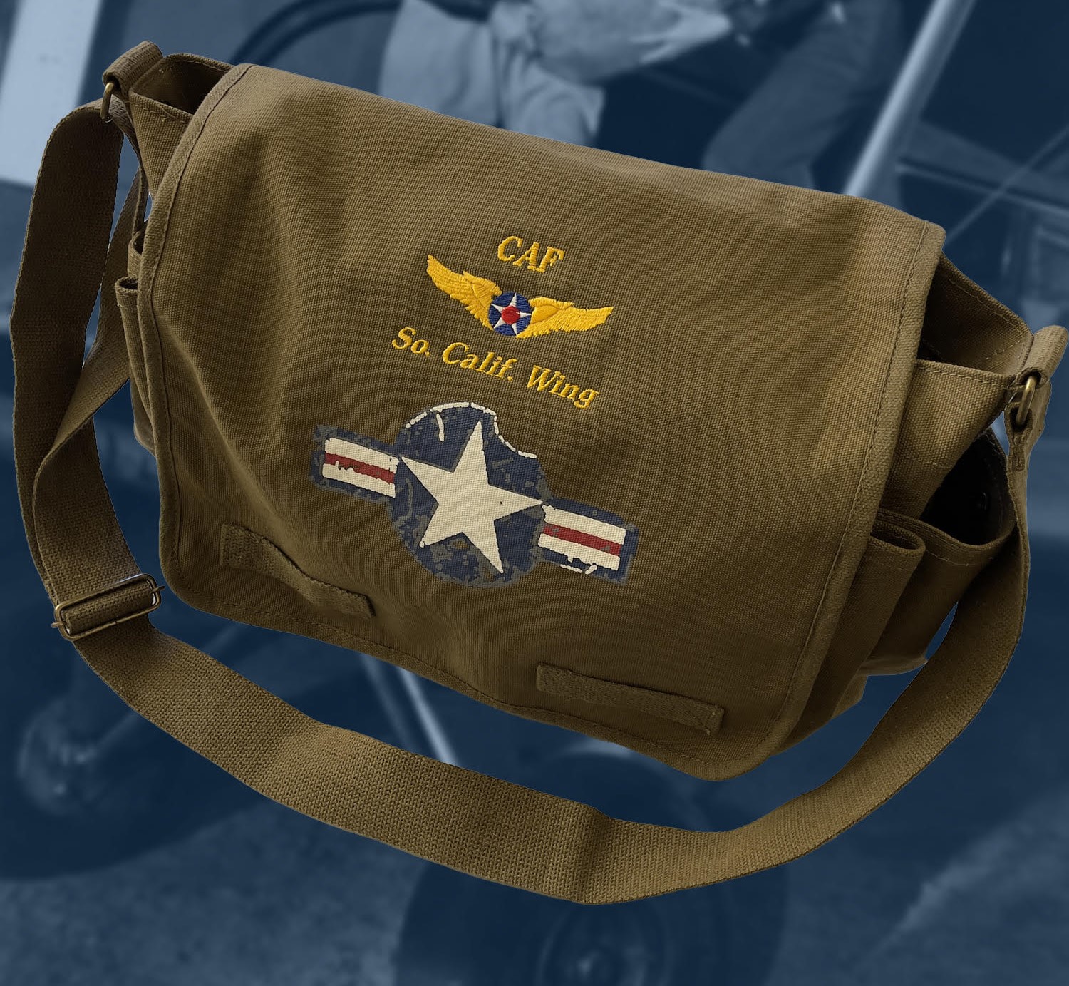 Messenger Bag made of canvas in WWII style with strap